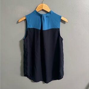 Ann Taylor Blues Color Block Sleeveless Blouse